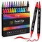 24 Colors Acrylic Paint Pens, Dual Tip Pens With Medium Tip and Brush Tip for Rock Painting, Ceramic, Wood, Plastic, Calligraphy, Scrapbooking, Brush Lettering, Card Making, DIY Crafts & Organizer Storage Tote Bag